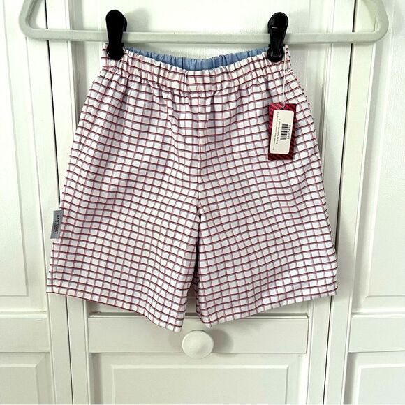 NEW Nantucket Kids Preston Reversible Shorts Red BluePlaid Chambray Boys Size 5 - Picture 1 of 11